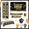 Class of 2026 Graduation Decorations Mega Bundle - Black & Gold Congrats Grad Party Set - Includes Fabric Backdrop, Porch Signs, Pennants, Waterproof Tablecloth & Confetti Balloons - Premium High School & College Supplies